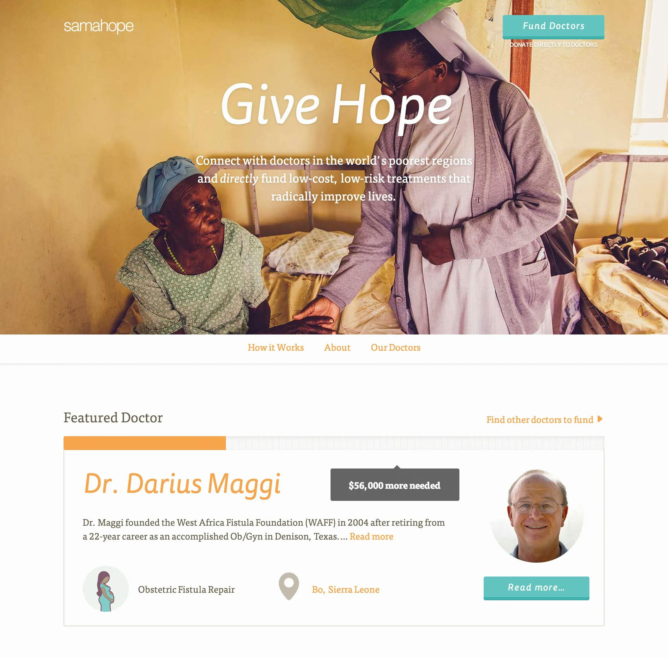 A crowdfunding site for doctors providing life-saving care to women and children